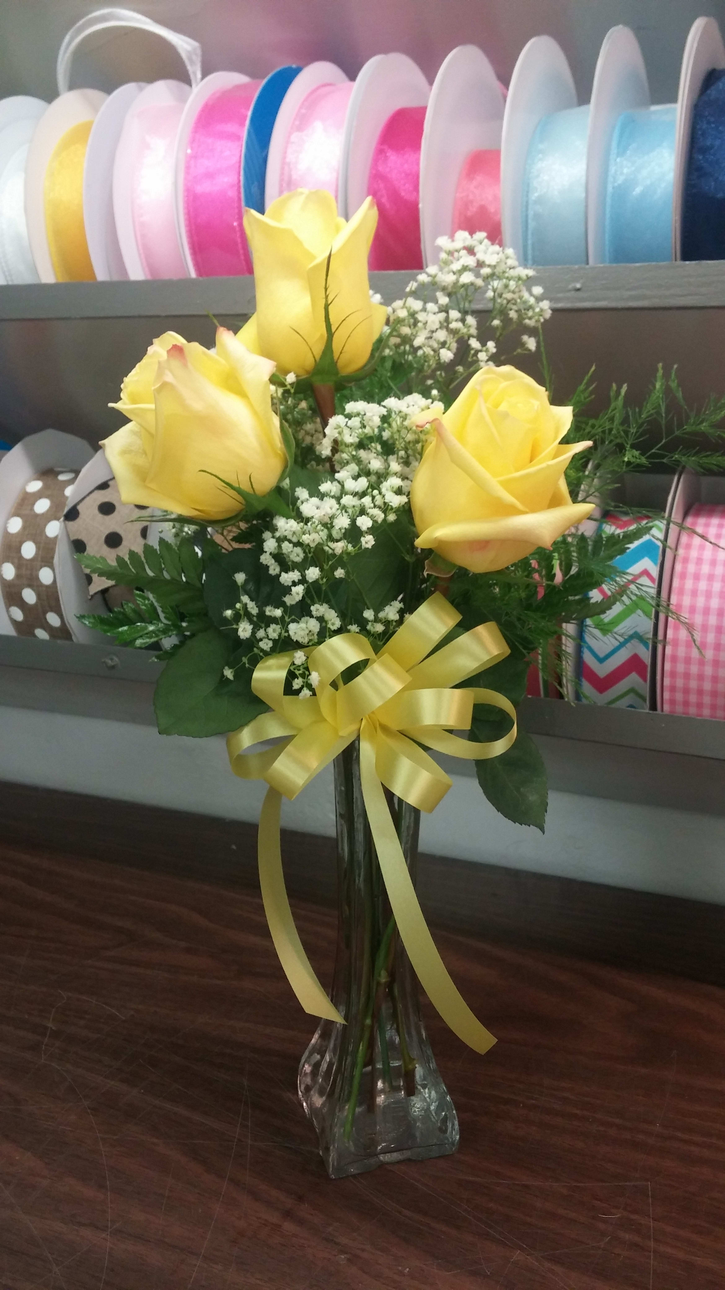 3 Yellow Roses - 3 Yellow Roses.. the perfect thoughtful gift to say Thank you, Hello, Happy Birthday, Congratulations....