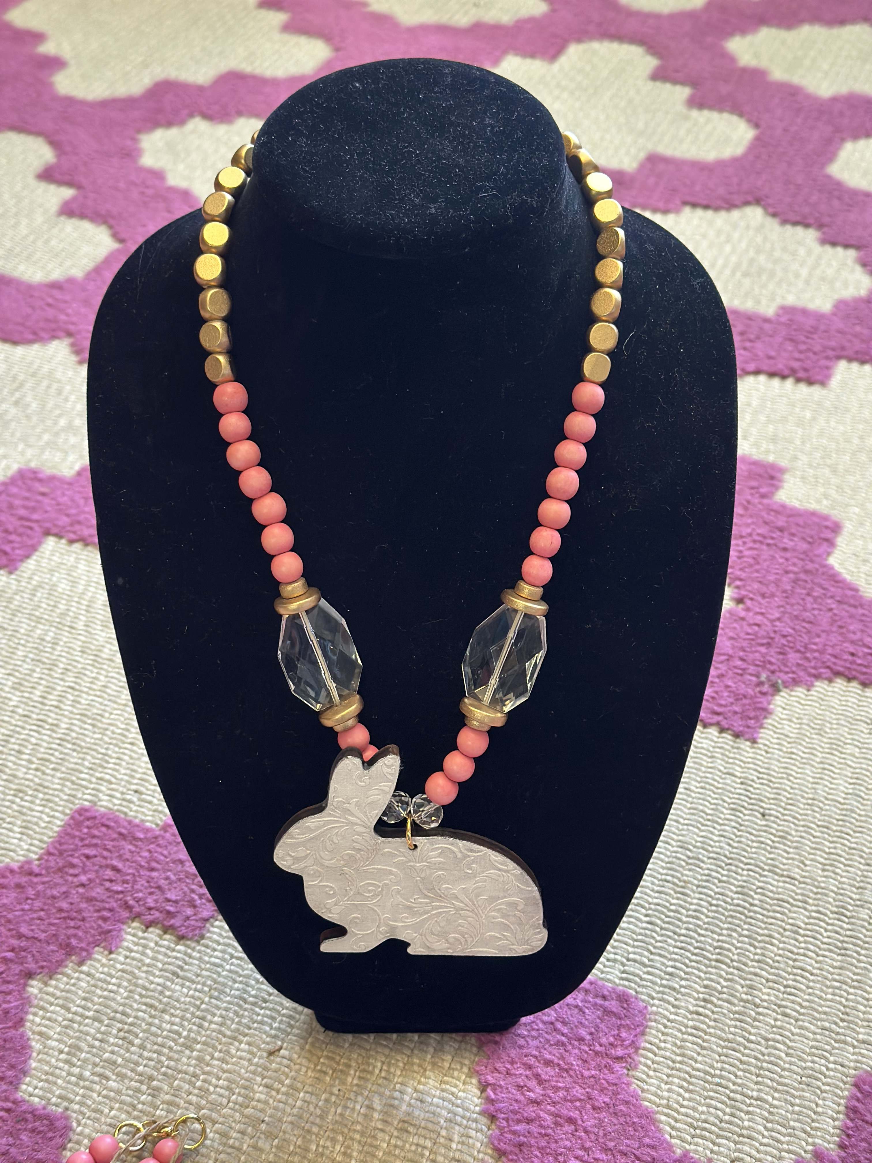 13" Bunny Pendant Beaded Necklace (A) by GilMan Florist Inc.