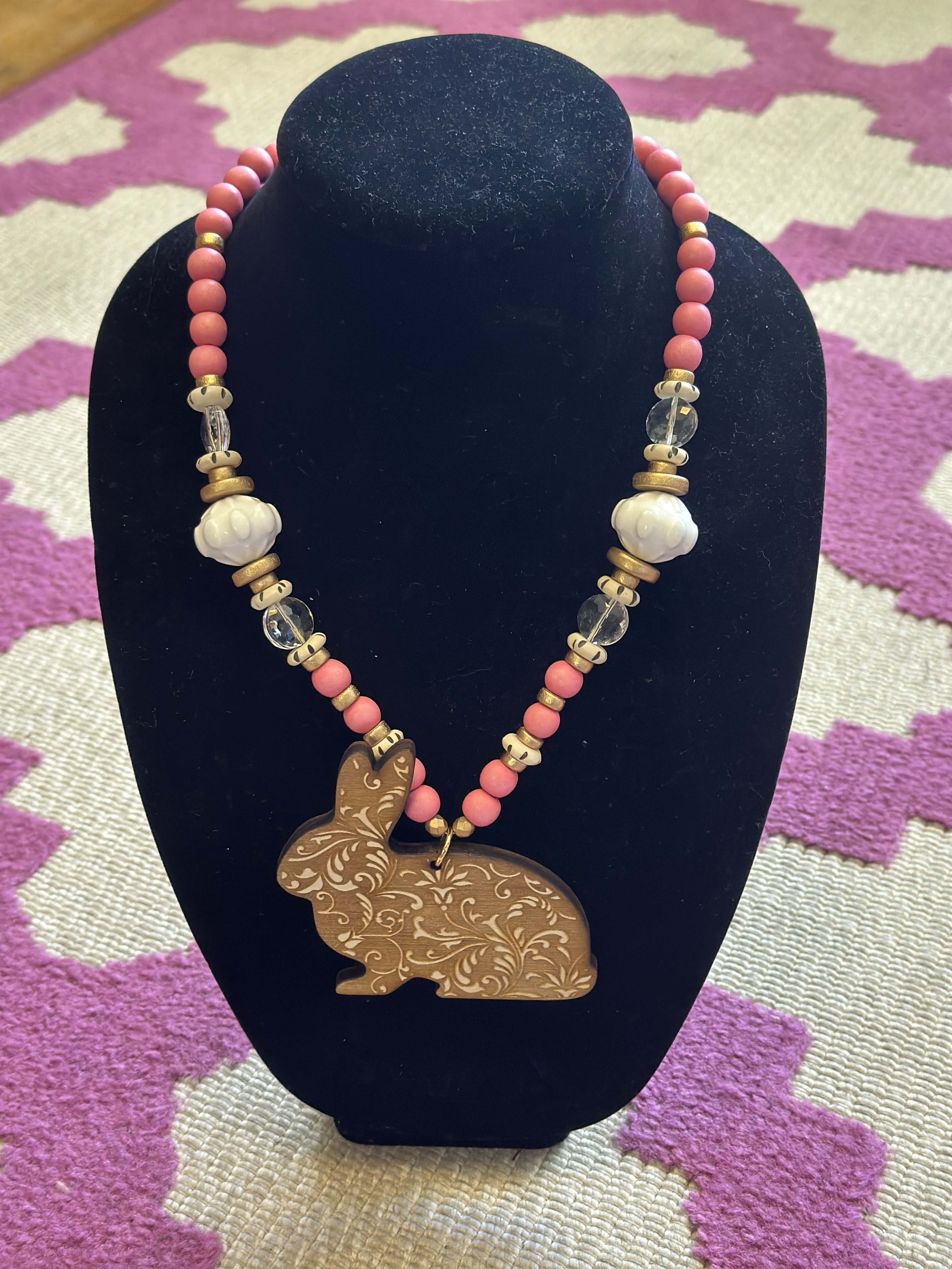 18" brown etching bunny necklace by GilMan Florist Inc.