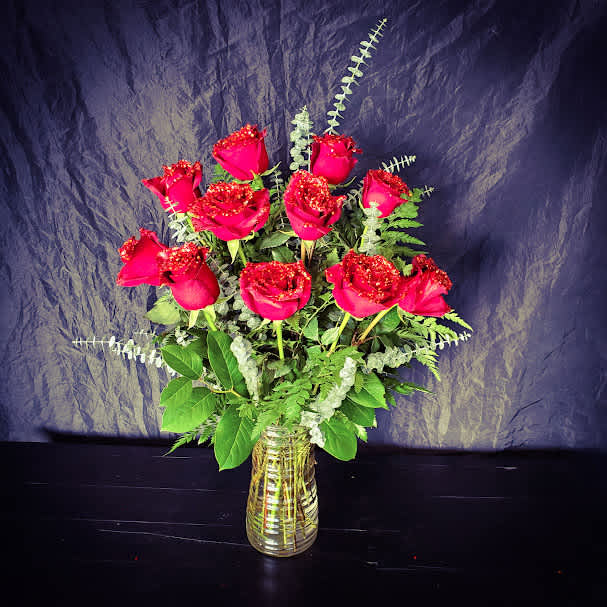 1 Dozen Sparkly Roses