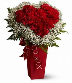 FOREVER IN MY HEART FOREVER IN MY HEART - HEART SHAPED WITH CARNATIONS IN A VASE