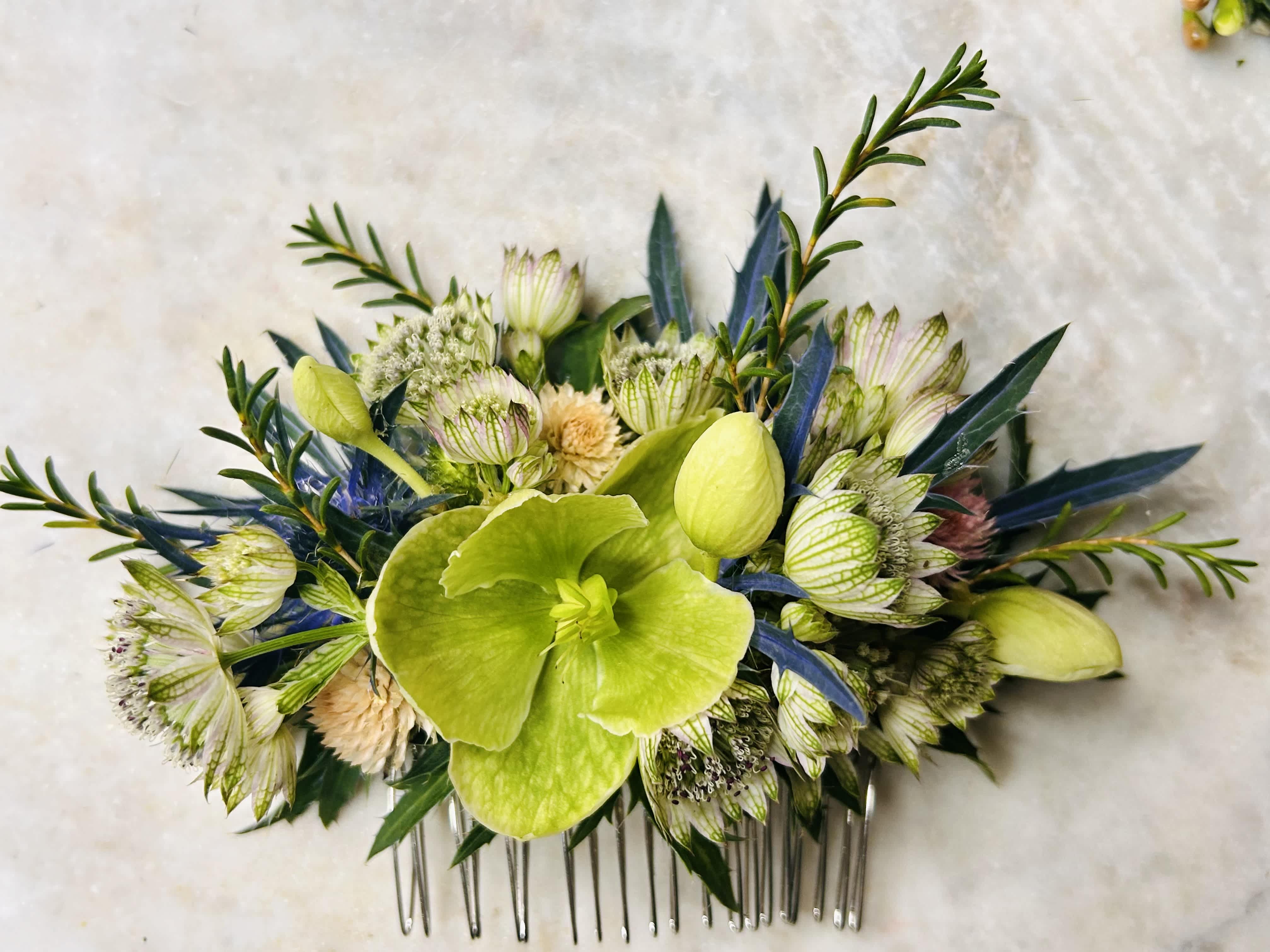 Hair Clip - Our delicate floral hair clips are the perfect accessory to a wedding, home coming, or celebration. Each hair clip is handmade with a variety of fresh or preserved blooms. We custom design each clip for you. You just let us know a color preference and we get working on it. 