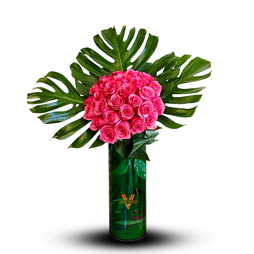 Pink Flamingo - This captivating bouquet features pink roses, adding a touch of whimsical beauty and charm. Perfect for celebrating joyful moments. Available in other colors.  