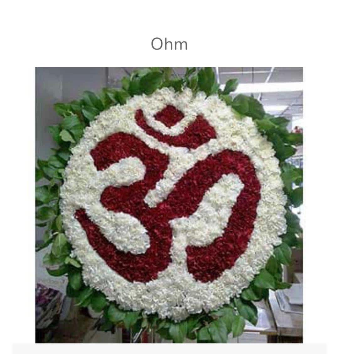 OHM - easel white and red Ohm standing sympathy arrangement