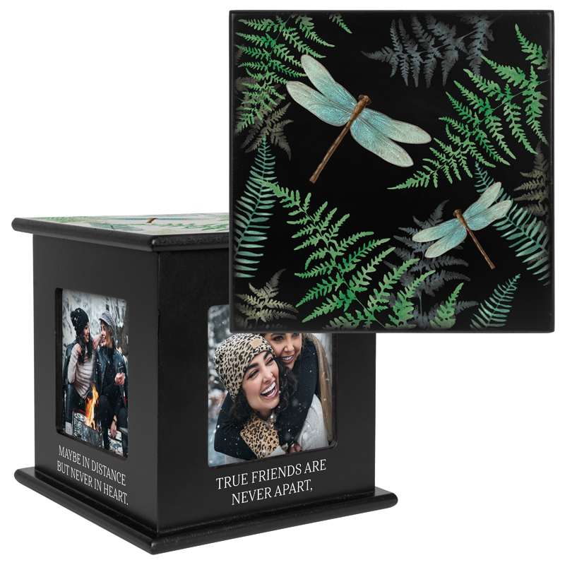 True Friends Are Never Apart Photo Cube - Our photo cubes are comprised of wood and glass with a removable lid. Each lid is adorned with full color artwork and all 4 sides hold a 4×4 photograph. Surrounding Words Read: &quot;True friends are never apart, maybe in distance but never in heart.&quot; W: 7&quot; H: 7&quot; D: 7&quot;
