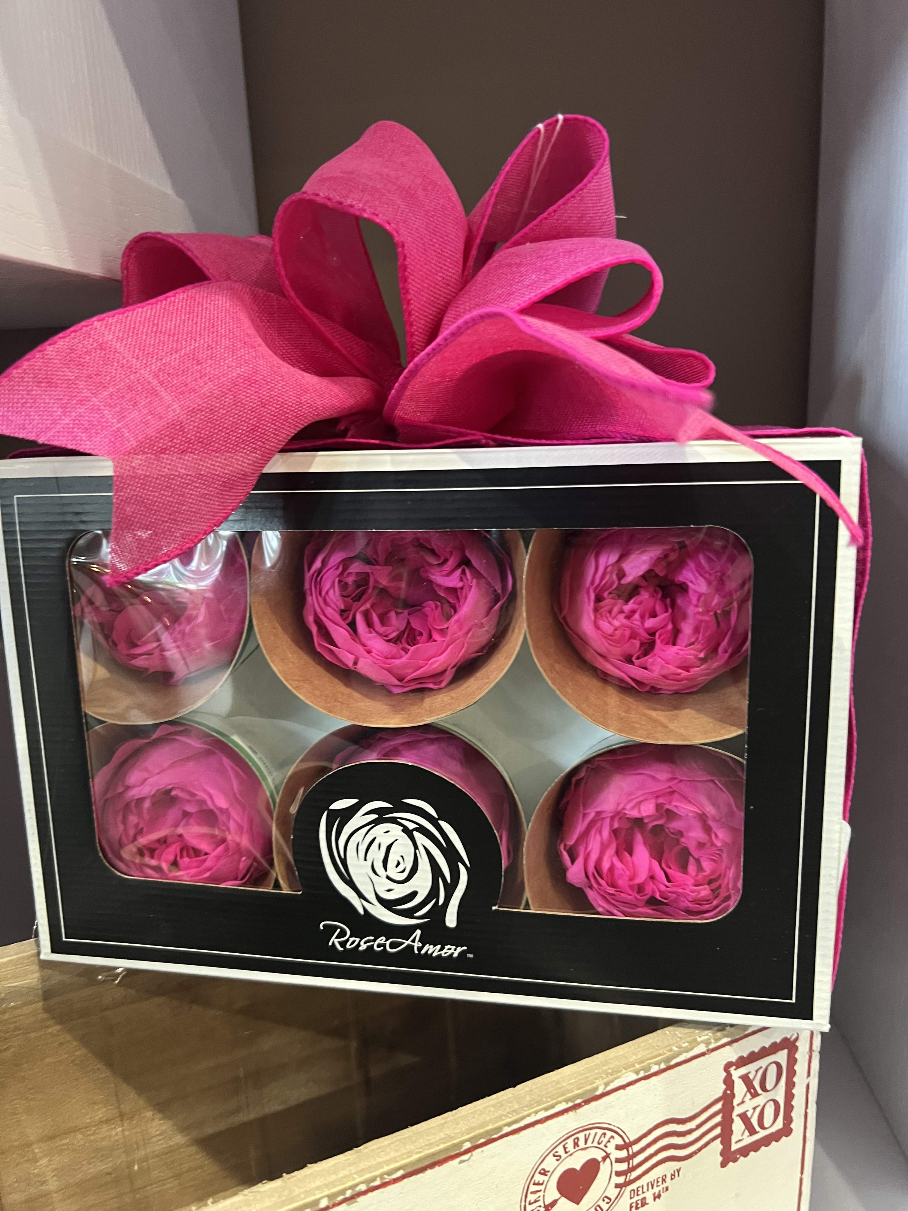 Forever roses-Hot Pink garden - Preserved roses in box with bow. Will last forever. 