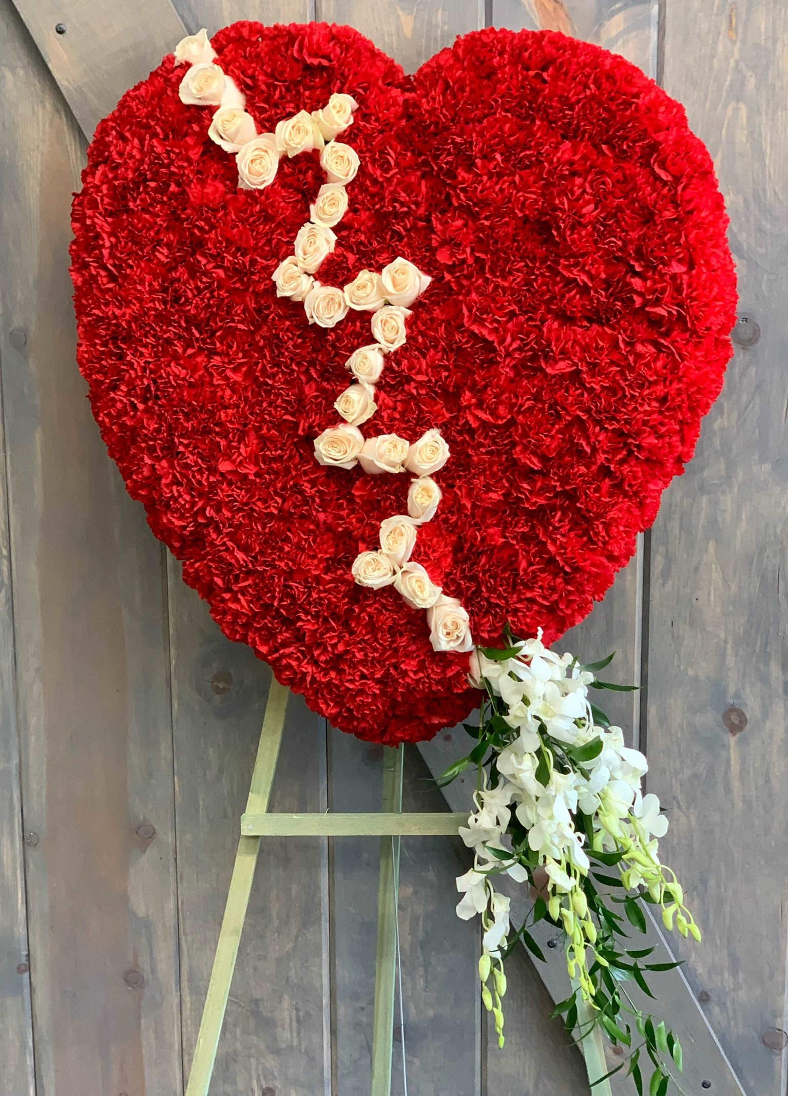 Broken Heart Funeral Easel - This broken heart is sometimes all you can say. 