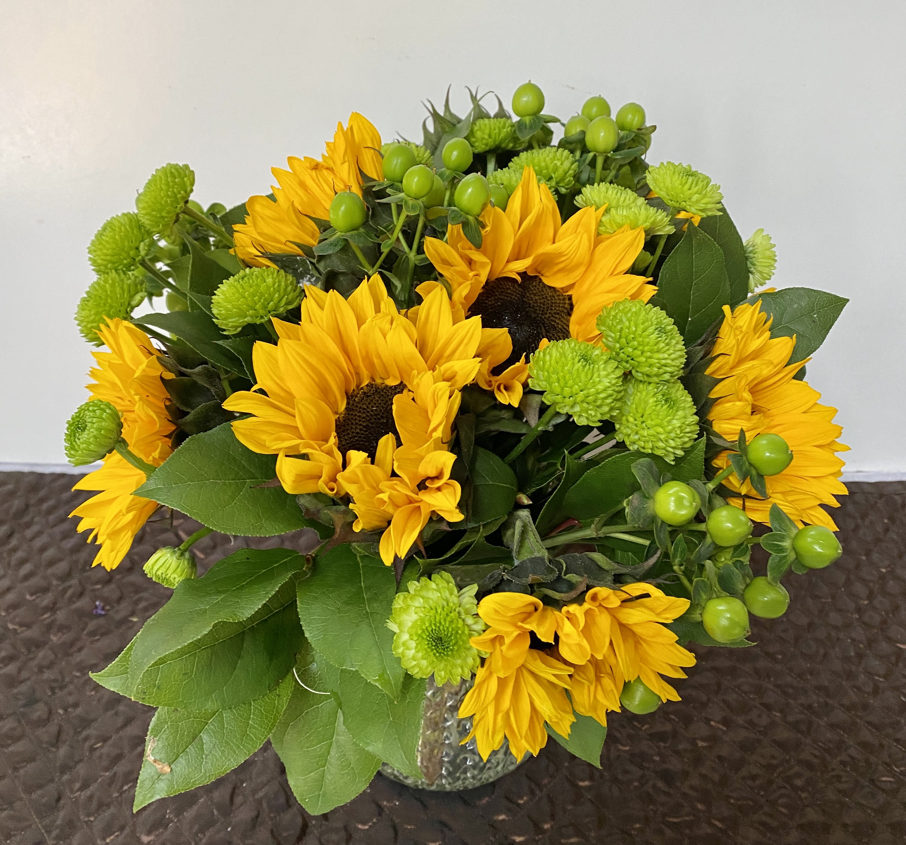 The Princess Bride  - Bunch of Sunflowers in clear glass vase