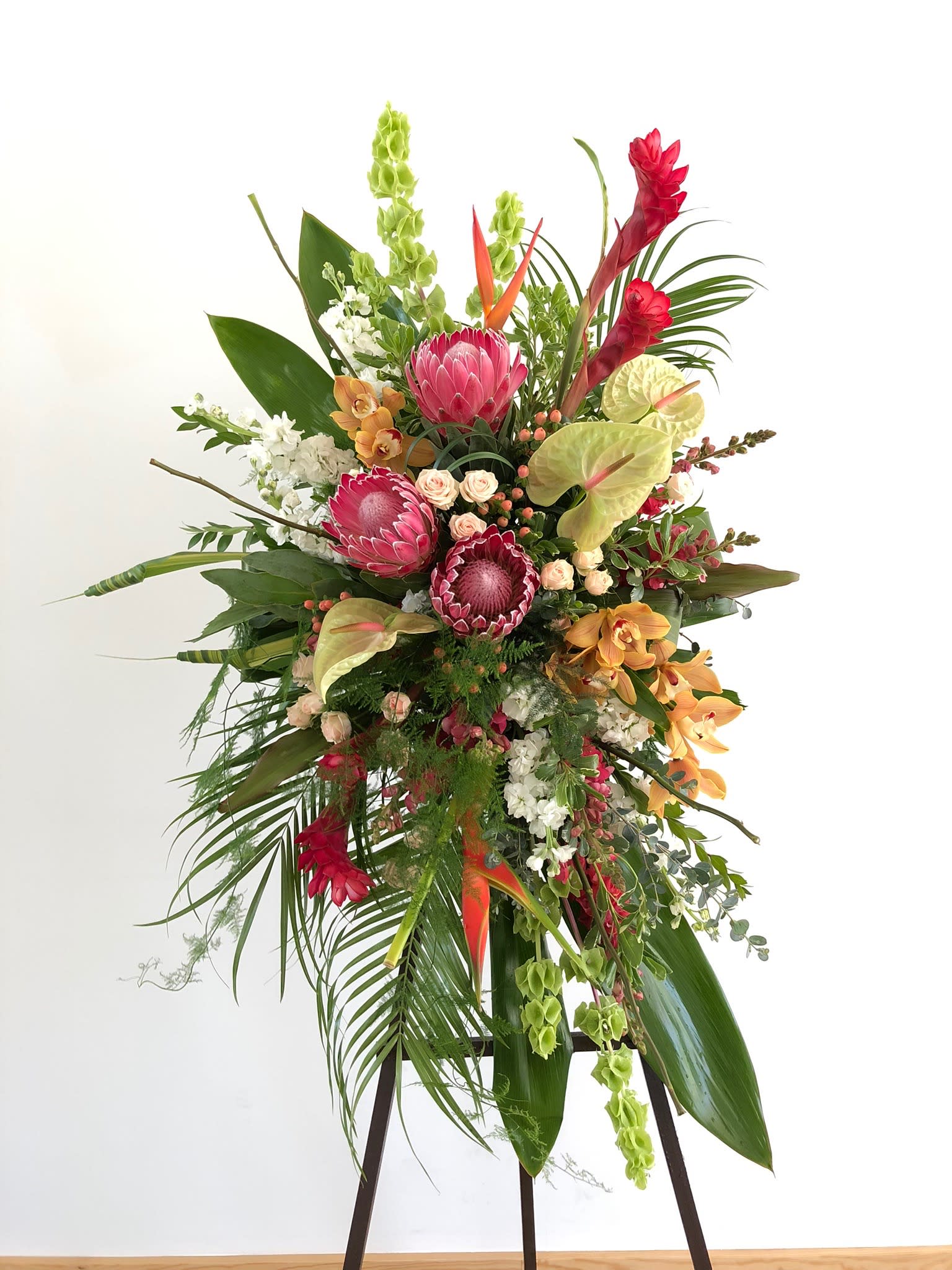 Going to Paradise Standing Spray - Tropical Standing spray in honor on your loved one.   (approximately 35&quot;w x 47&quot;h) 