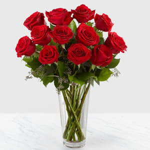 Long Stem Red Rose Bouquet by FTD® -  Nothing speaks of love so much as a bouquet of beautiful long stem red roses. Arranged with seeded eucalyptus in a classic glass vase, this bouquet is a gift to her heart from yours. 
