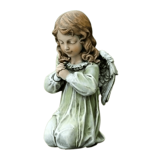 Roman kneeling angel - resin angel 12&quot; x 6 1/2&quot;