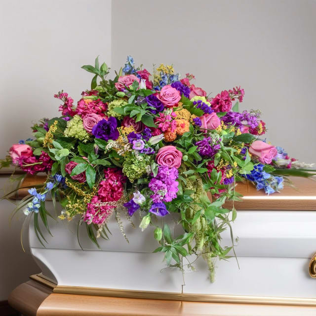 Vibrant Beauty Casket Spray -        Vibrant Beauty Casket Spray  Introducing our exquisite flower casket spray, a stunning tribute that honors life with an explosion of colors and abundant blooms.  Immerse yourself in the kaleidoscope of hues as vibrant as the memories we cherish. Each petal speaks of love, joy, and the eternal beauty that remains.  The luscious tapestry of fresh flowers adorning this casket spray is a reflection of life's rich tapestry and the impact our loved ones have had on our journey. With a harmonious blend of roses, lilies, daisies, and more, it symbolizes the diversity of their spirit and the lasting impression they've left behind.  As you gaze upon this floral masterpiece, allow the vibrant colors to uplift your heart and remind you of the cherished moments shared. Let the abundant blooms serve as a reminder that even in times of sorrow, beauty can still find its way to bloom.  Join us as we celebrate a life well-lived, embracing the colorful memories that will forever blossom in our hearts.    6 Reasons to Choose Hignight Florist for Sympathy Flowers and Delivery in the Quad Cities:   1. Extensive Selection: Hignight Florist offers a wide range of sympathy flower arrangements, ensuring that you can find the perfect tribute to honor your loved one's memory. From elegant standing sprays to heartfelt sympathy bouquets, our floral offerings cater to diverse preferences and budgets.  2. Personalized Touch: Our experienced florists understand the importance of conveying your heartfelt condolences. We take the time to listen to your needs and preferences, allowing us to create personalized sympathy arrangements that reflect the unique personality and spirit of your loved one.  3. Fresh and High-Quality Flowers: We take pride in sourcing the freshest and highest-quality flowers for our sympathy arrangements. With Hignight Florist, you can trust that your chosen flowers will be vibrant, fragrant, and long-lasting, providing comfort and solace during difficult times.  4. Timely and Reliable Delivery: We understand the urgency of delivering sympathy flowers promptly. Our dedicated delivery team ensures that your arrangement arrives at the designated location in the Quad Cities on time, allowing you to express your condolences and support when it matters most.  5. Attention to Detail: At Hignight Florist, we pay meticulous attention to every detail of your sympathy arrangement. From the selection of flowers to the arrangement style and presentation, we strive for perfection to create a meaningful and visually stunning tribute that honors your loved one's memory.  6. Compassionate and Understanding Service: We recognize that sympathy arrangements are more than just flowers – they are expressions of love, comfort, and support. Our compassionate team understands the sensitivity of the situation and provides empathetic service to ensure a seamless and thoughtful experience during this difficult time.  7. Trusted Local Florist: As a trusted local florist in the Quad Cities, Hignight Florist has been serving the community for [number of years] years. Our strong reputation and positive customer reviews testify to our commitment to exceptional quality, service, and customer satisfaction.  By choosing Hignight Florist for local sympathy flowers and delivery in the Quad Cities, you can rely on our expertise, compassion, and dedication to creating meaningful tributes that honor your loved one's memory.  