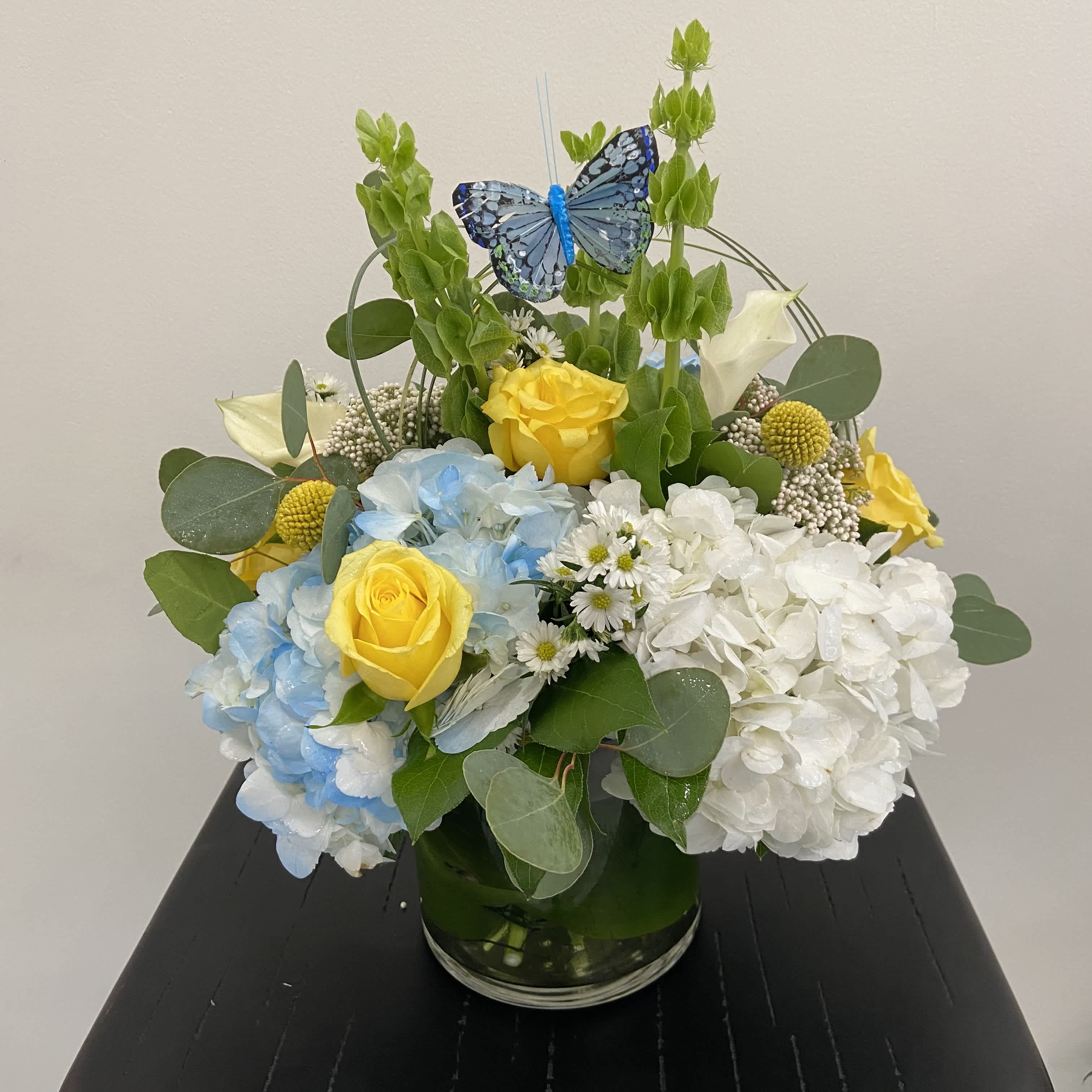 Out of the Blue Out of the Blue - Hydrangea , roses , Bells, , filler