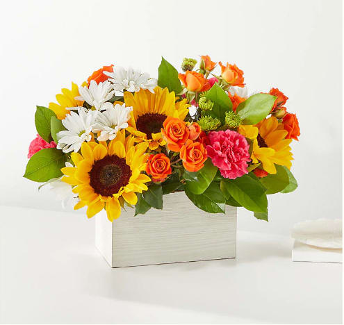 Sun Drenched Bloom Box - Feel the warmth radiating from these colorful stems, sure to put a sunny smile on your recipient's face.