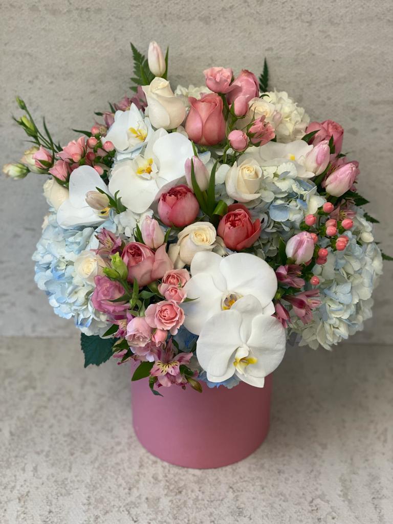 Orchids Hydrangeas Roses Pink Box - Standard - Your order will be arranged approximately as shown on our website