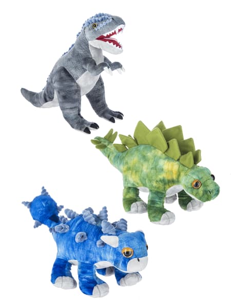Large DINOSAURS - STANDARD - STEGOSAURUS (green) DELUXE - ANKYLOSAURUS (blue) PREMIUM- TYRANNOSAURUS (gray)  Color: Multi Dimensions: 15&quot; L.