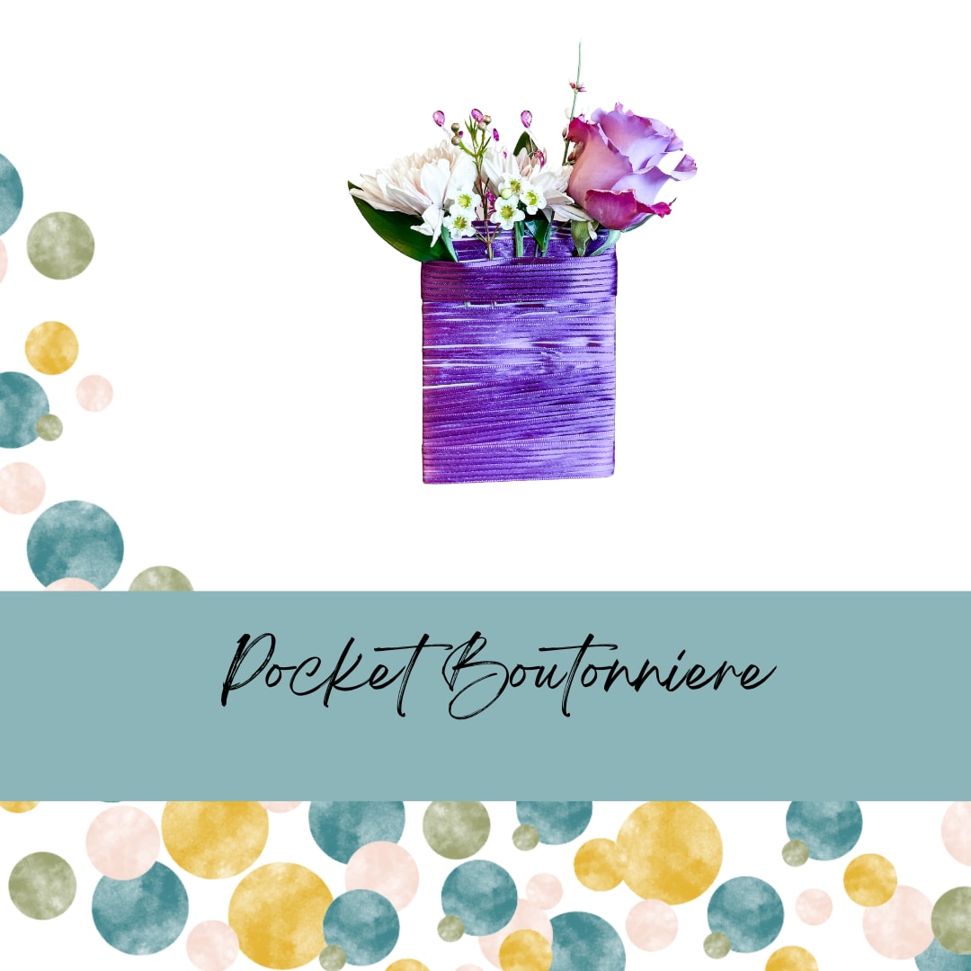 Pocket Boutonnière - A pocket boutonniere is a modern twist on the traditional boutonniere! A fun way to dress up any suit!   Be sure to leave the specific colors in our note section so that we can get it right!