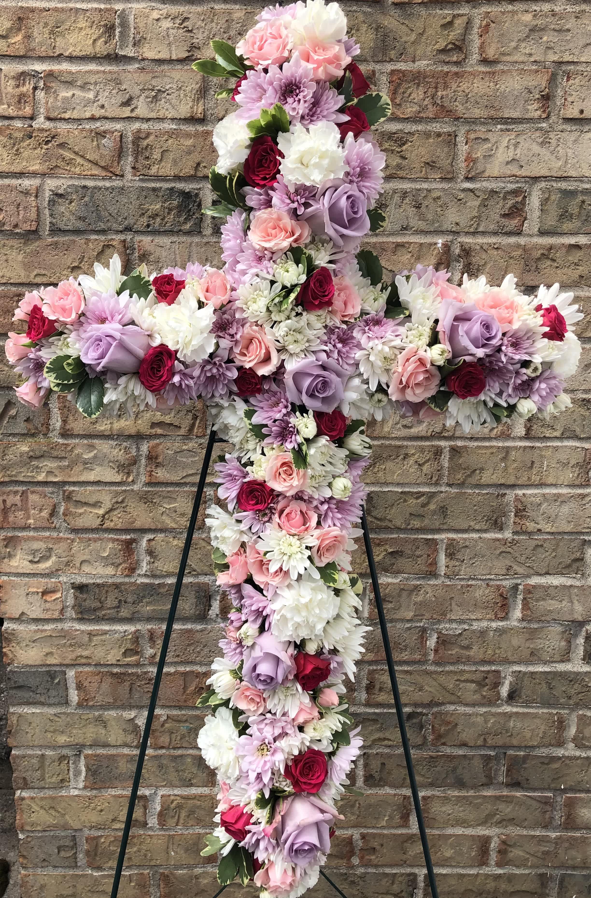 Sympathy Cross - A beautifully designed Sympathy Cross, we will change the color if desired but will keep to the theme of the picture.
