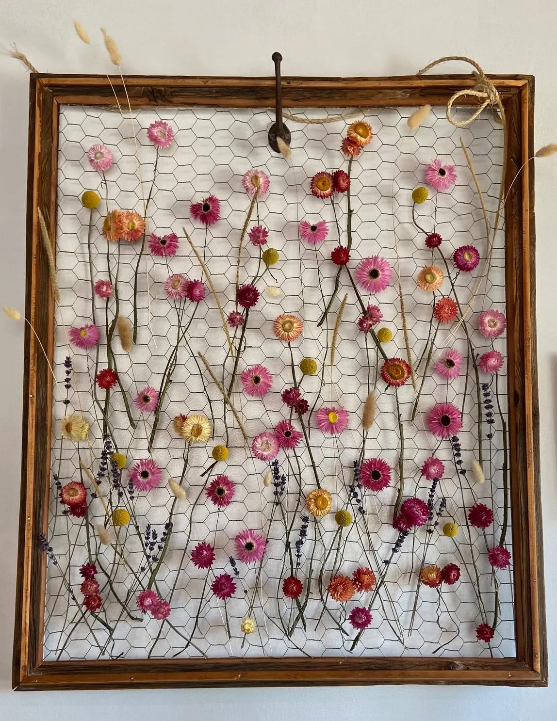 Floral Wall Decor - Hand made frame by local artist &quot;Mike Meyer&quot; enhanced with natural dried flowers and bits.  Not preserved.  Approximately 30&quot; x 36&quot;.