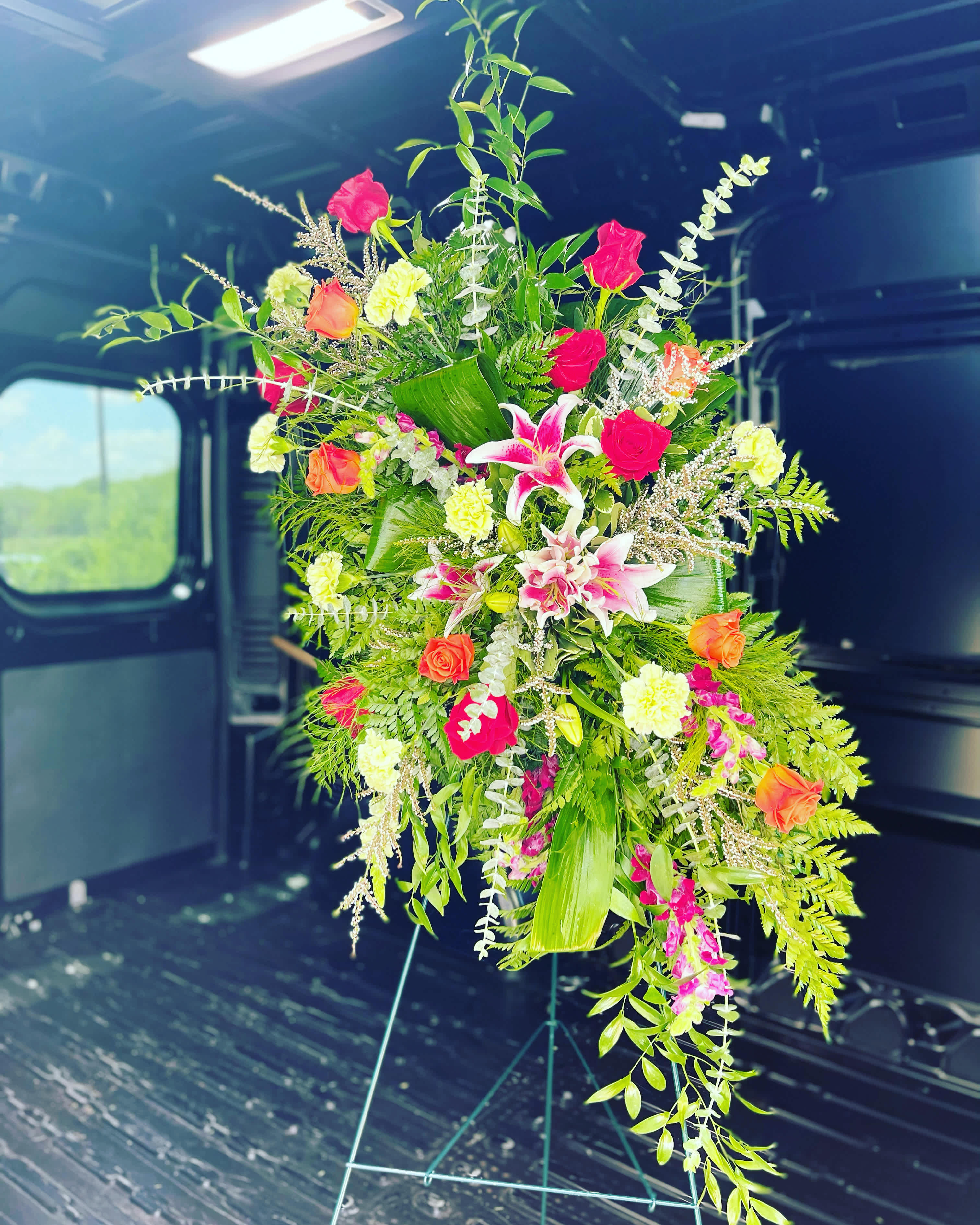 Wildflower Standing Spray - Please note all of our arrangements are custom and can be changed to what is best fitting for your loved one. 