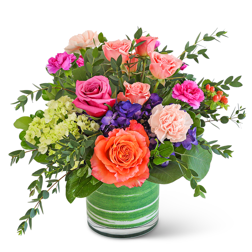 Perfectly Prismatic - Perfectly Prismatic is a wonderful birthday or romantic gift. Let us help make their day with this special flower design! If you want us to deliver flowers, but want something extraordinary, we suggest Perfectly Prismatic. It features beautiful roses, hydrangeas, carnations, and other premium foliage that will add a pop of color to any space.