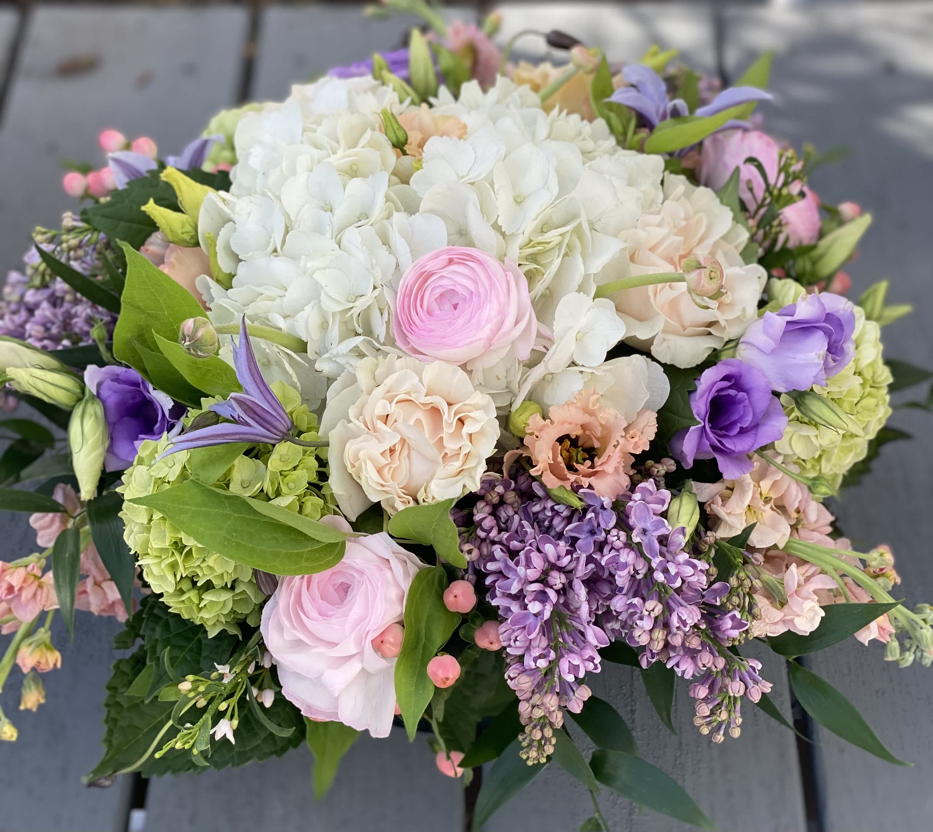 Dreamy Lavender - Beautiful assorted pastels, including ranunculus, roses, lilac, lisianthus