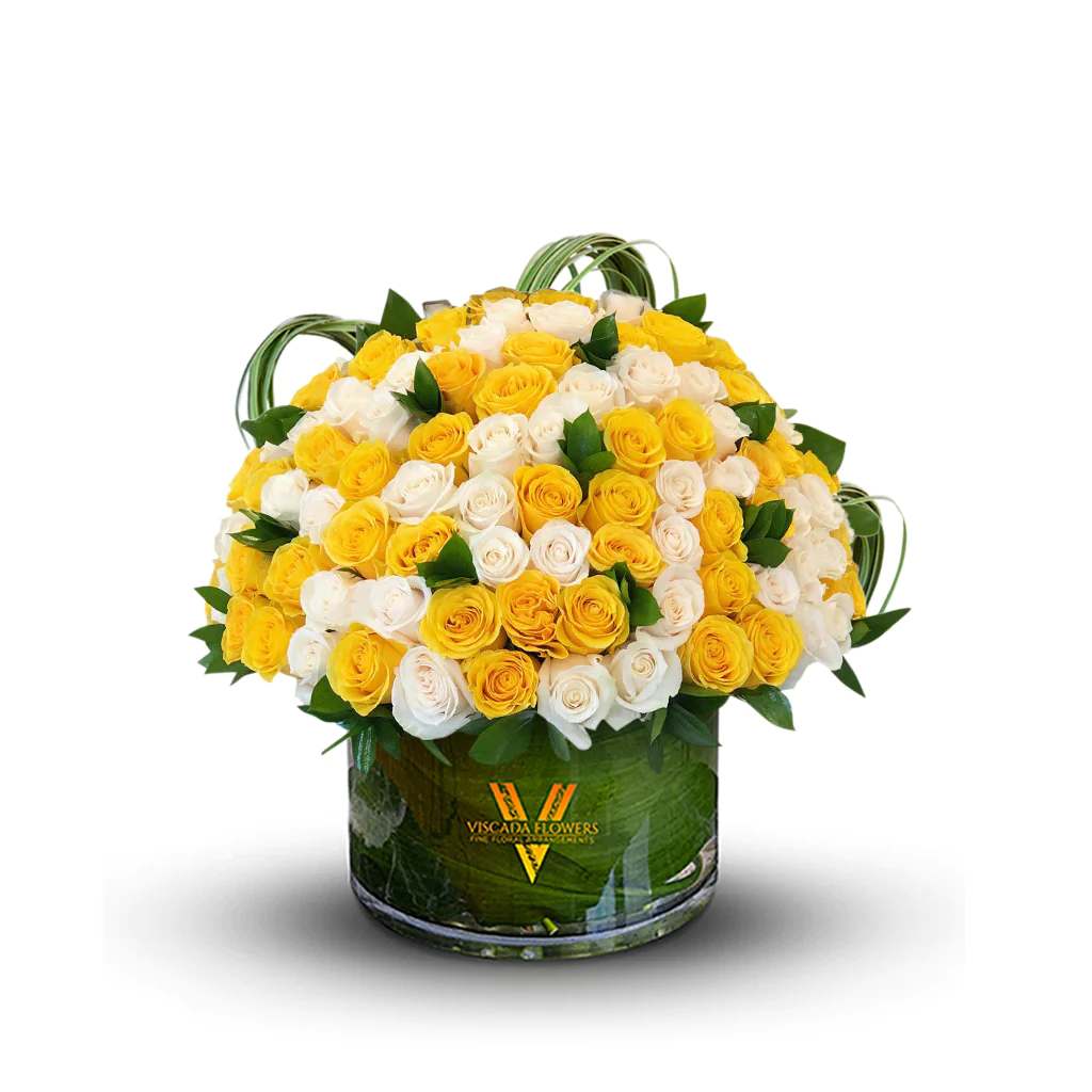 Spotted Sun - Capture the essence of a radiant sunlit day with this bouquet. Vivid yellow blooms, speckled with delightful accents, evoke the warmth and joy of sunshine.