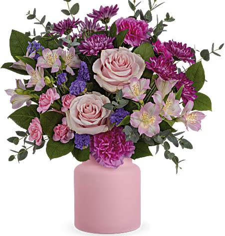 Sweet Savannah Bouquet - Sweet as can be, this pastel rose bouquet--arranged in a delightful frosted glass jar--is the prettiest present around!