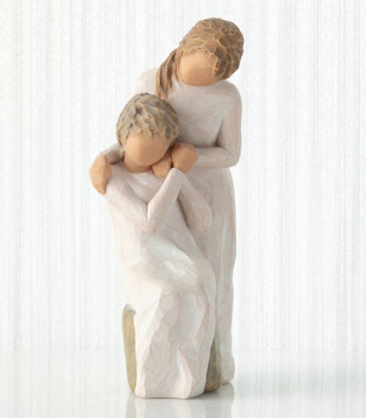 Willow Tree - Loving my mother Willow Tree - Loving my mother - Loving My Mother I'm here for you, as you've always been for me “As I was sculpting this piece, I was thinking about being—there—for my mom in however she needs me. Realizing how much she did for us our whole lives, I feel good when I can return some of the same. All the meals, all the holidays, all the little caring things, the sacrifices she made, all she taught us about the world... for me and my siblings, for my children and their children—as a mother, a grandmother, a great-grandmother—she gave us a foundation of love! Whenever I thank my mom for all she’s done for me, she always smiles and says ‘You do the same for yours.’” A gift to express the caring relationship between adult daughter and older mother, as they progress through life together, and roles of caregiving become reversed; a gift to remember one much loved.