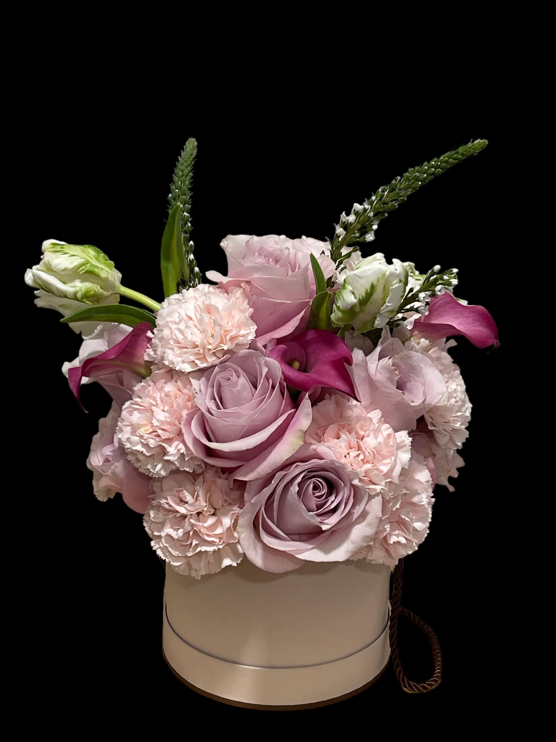 Elegant Hat Box Floral Arrangement in Farmingdale NY Embrace Roots