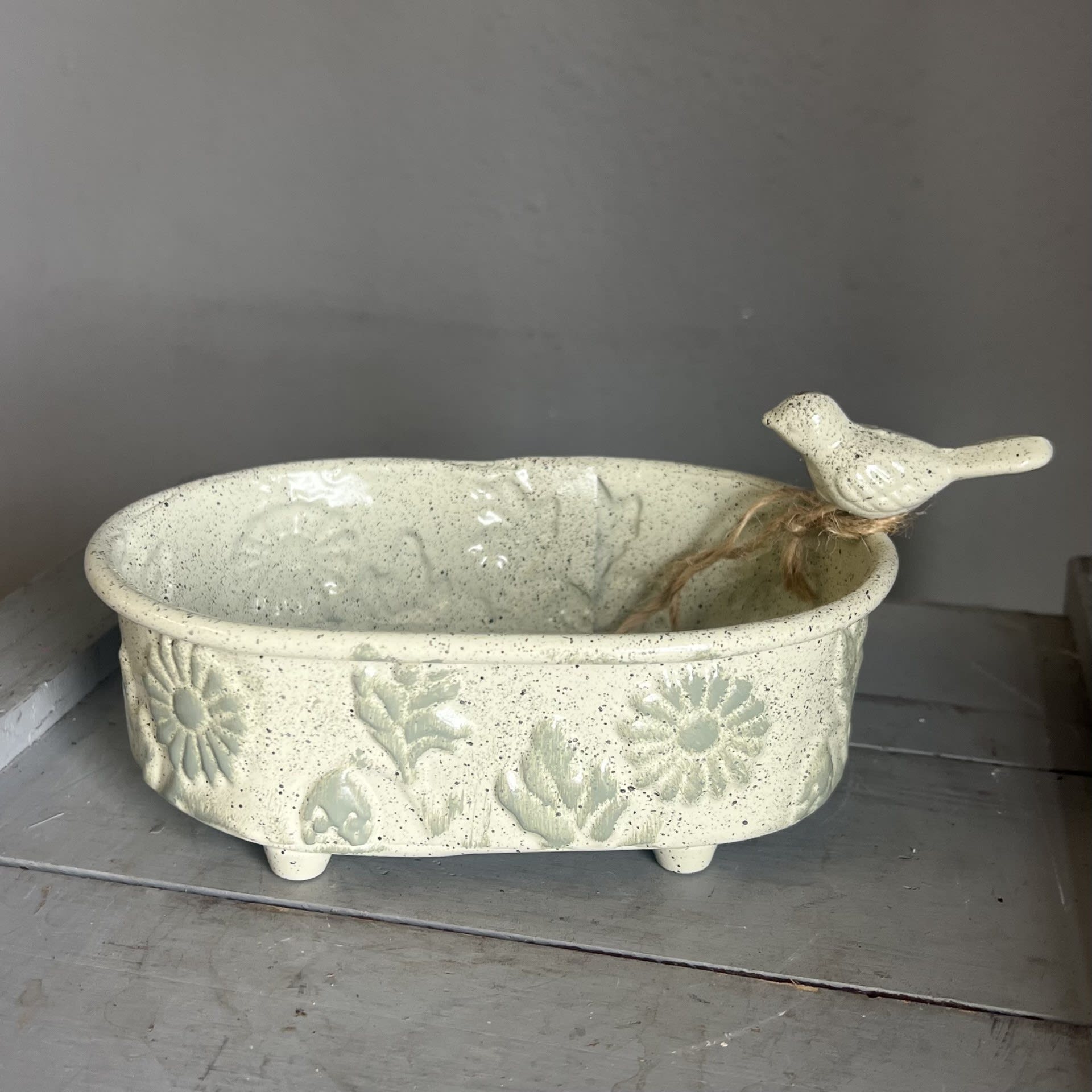Birdie Bath Soap Tray  - Adorable Foreside soap tray with a cute bird decal. 