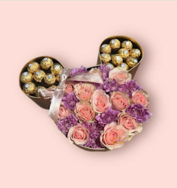 MICKEY BOX - MICKEY BOX WITH FLOWERS AND CHOCOLATES