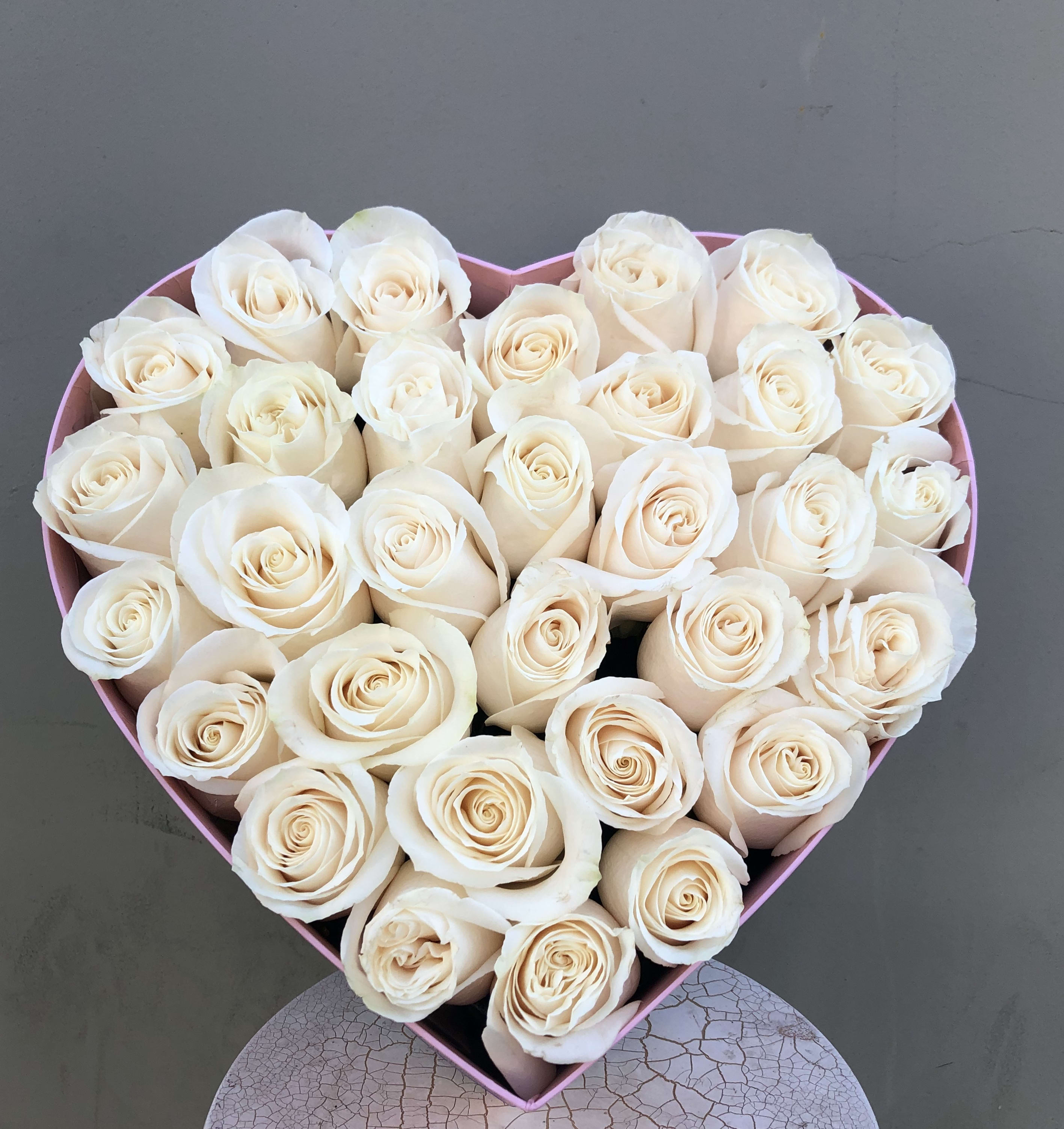 Lovin Heart  - Heart box with fresh white roses. 