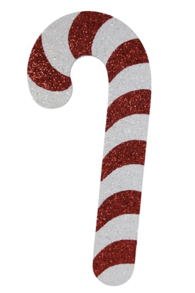 15.75”H GLITTER CANDY CANE ORNAMENT - Color: RED/WHITE