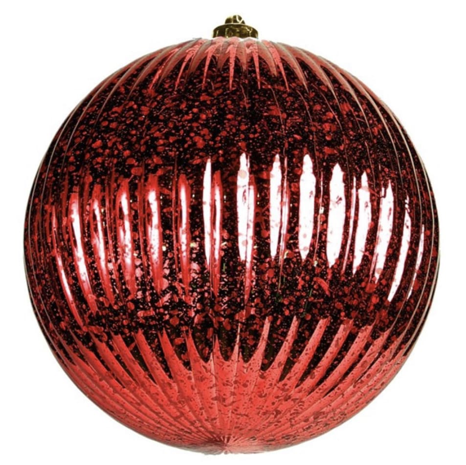 200MM ANTIQUE LOOK VERTICAL STRIPE BALL SHINH RED - Color: SHINY RED Material: Plastic