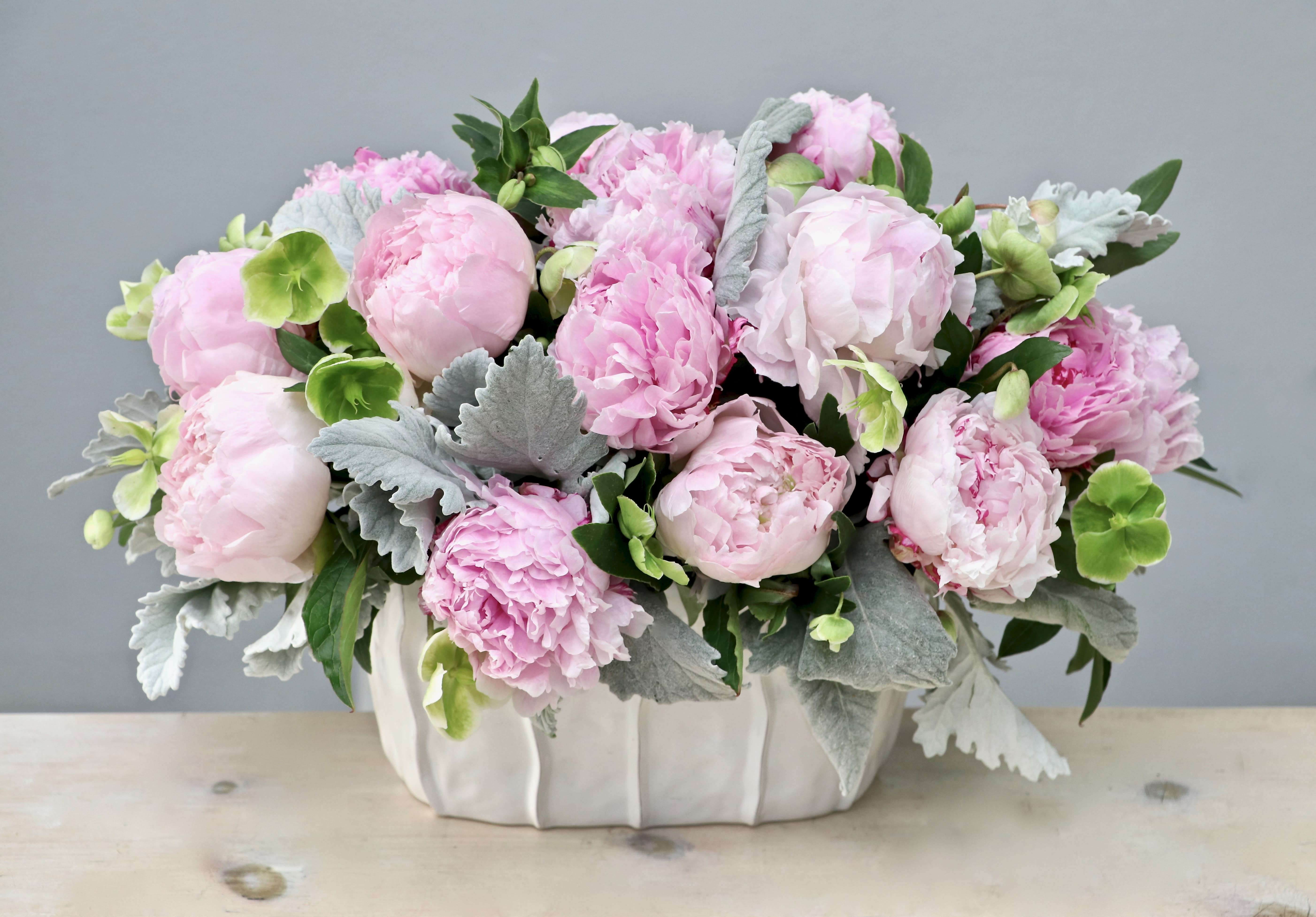 Peony Enchantment - Glendale Florist - Back in season just in time for the holidays, this beautiful arrangement of pink peonies will bring a smile to anyone's face. Make sure to get yours while supplies last. 