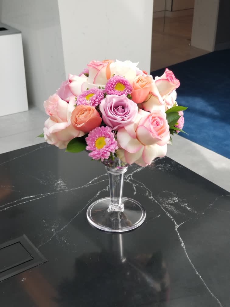 Martini Delight - Flowers arranged in a giant Martini glass. Approximately 12&quot;x9&quot; very unique   