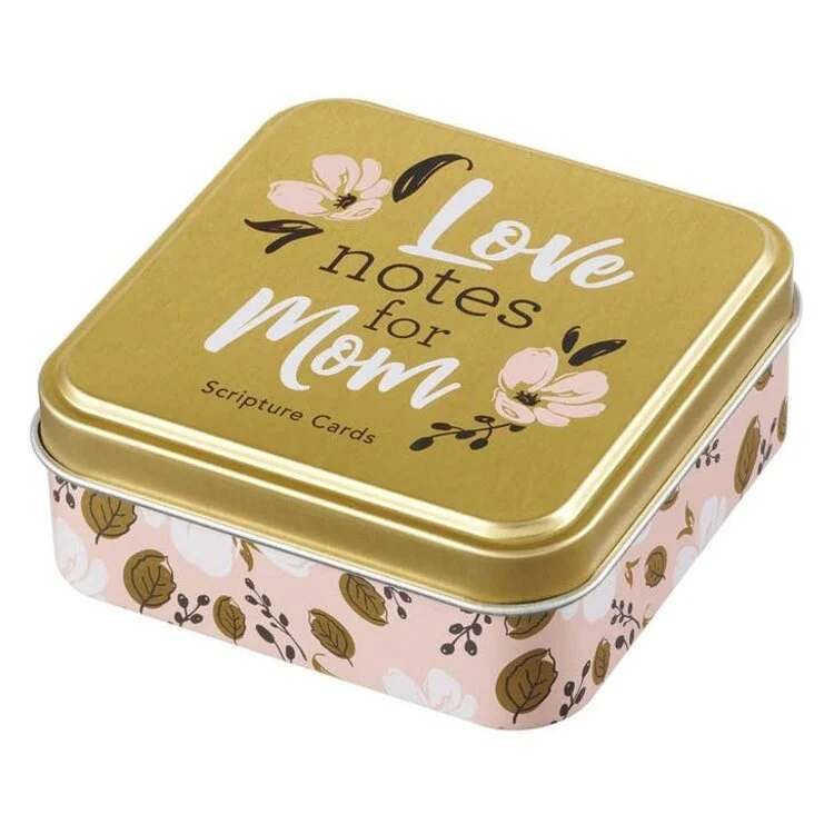 Cards in a tin - 50 Scripture cards for Mom - Scripture Cards in a Tin contains 50 thoughtful, double-sided cards expressing words of appreciation to moms. The cards focus on meaningful blessings and promises from God’s Word. 