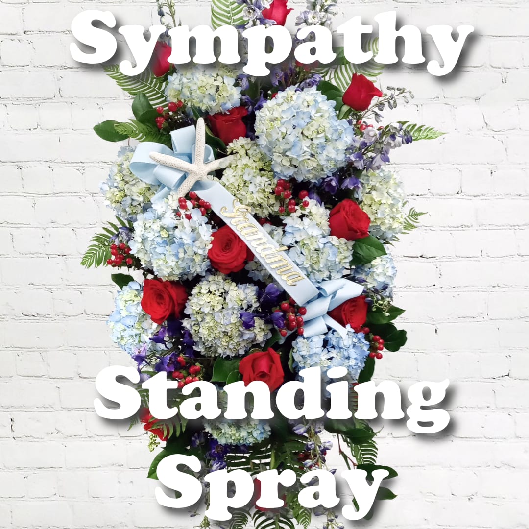 Sympathy: Standing Spray -  We will make you a beautiful arrangement in your price range using the freshest flowers available at the market on the morning of your order. For Specific details on flower availability please call our store directly. 