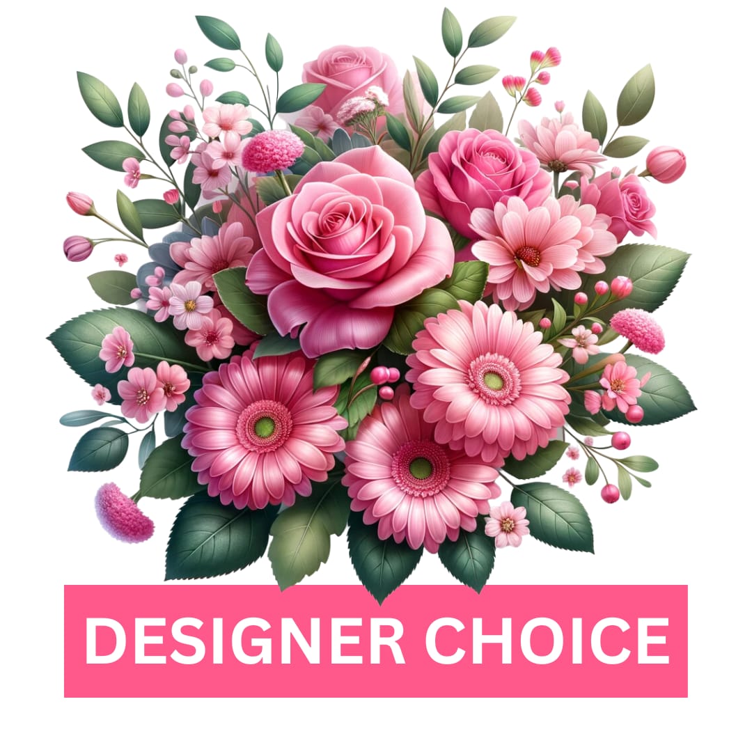 Designer Choice: Pretty Pinks - Stunning mix of flowers hand selected and arranged in a vase by one of our expert florists