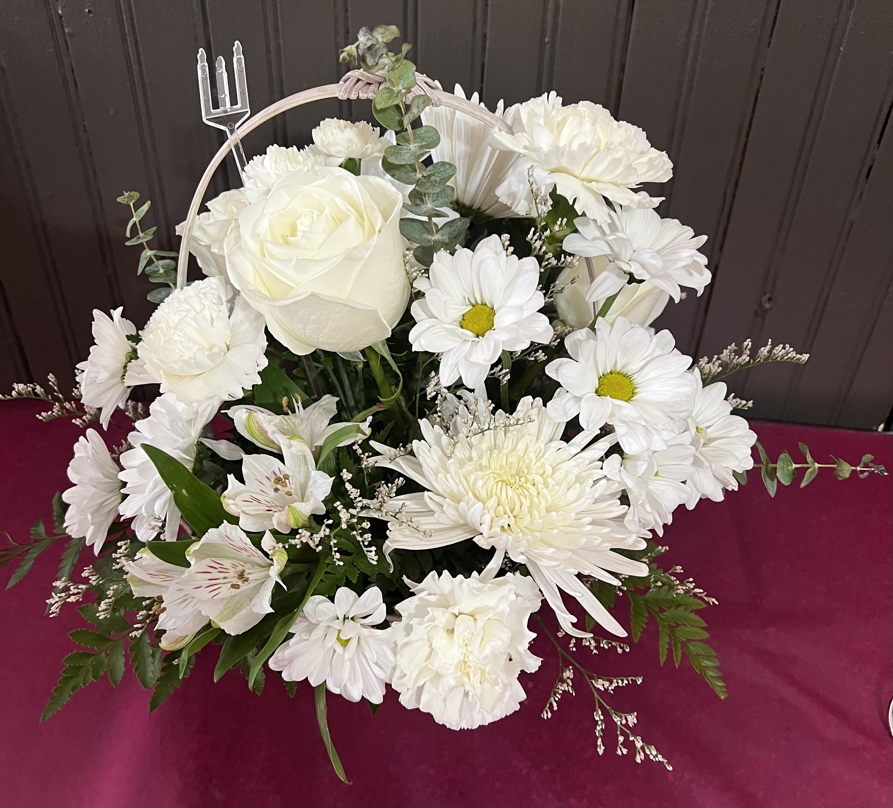 White Sympathy White Sympathy - An arrangement of white flowers arranged in a basket