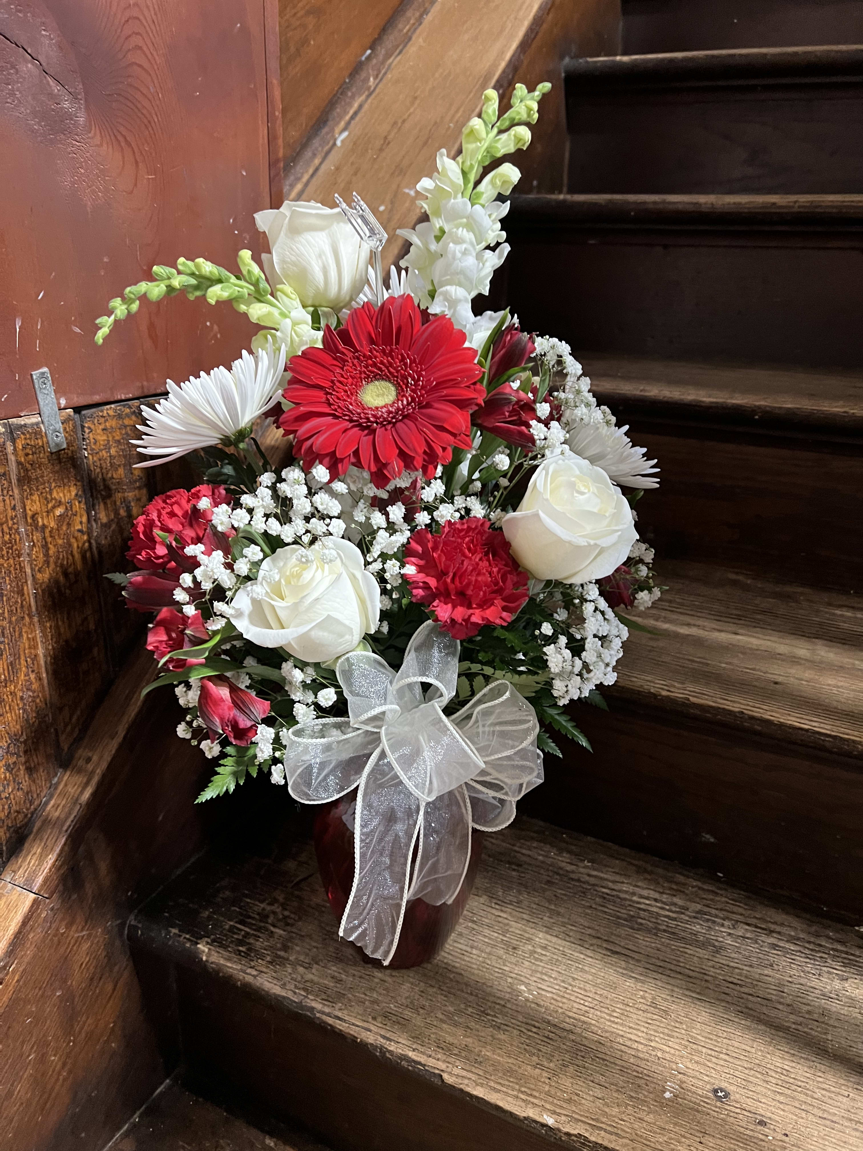 Show the Love Bouquet Show the Love Bouquet - A bouquet of red and white flowers arranged in a designer vase that is sure to put anyone in the holiday spirit!