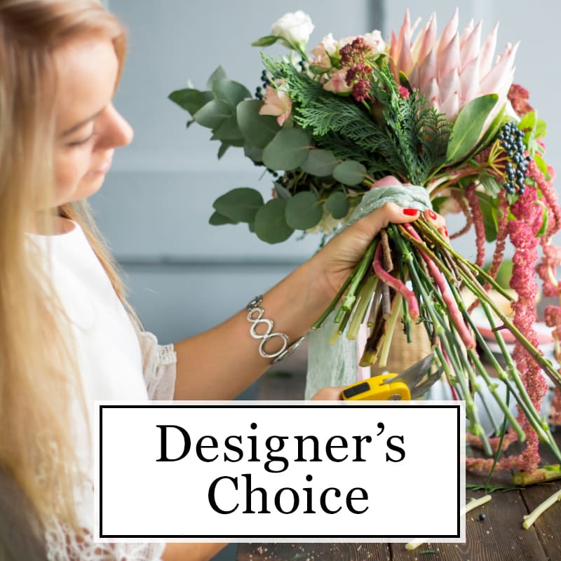 Designer's Choice, Medium - Our talented design team at PJs will create a custom arrangement with the best seasonal flowers that are sure to impress. If you have a preference for color, flowers, or type of occasion please note during checkout under special instructions for florist. 