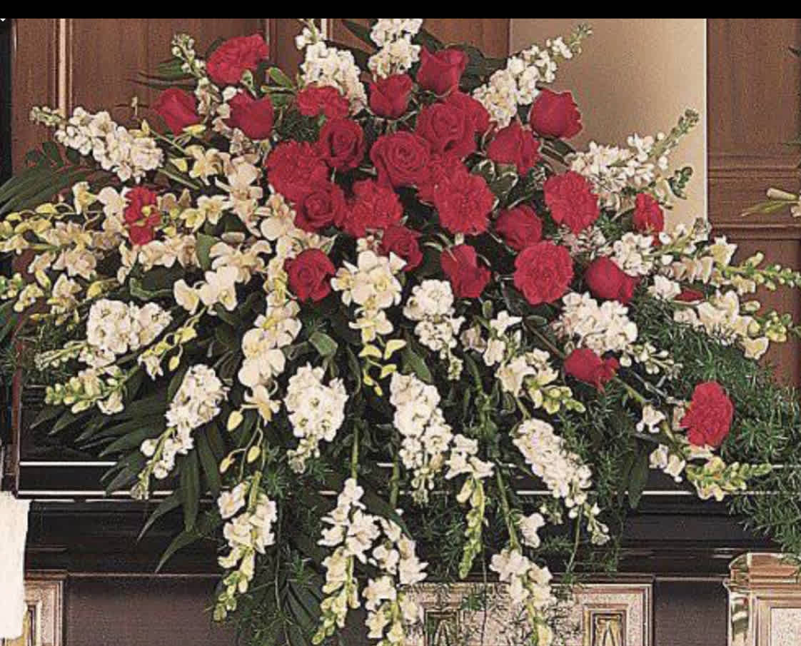 Large Casket Spread Large Casket Spread - Grand upscale casket spread that sits on top of the casket during the services.