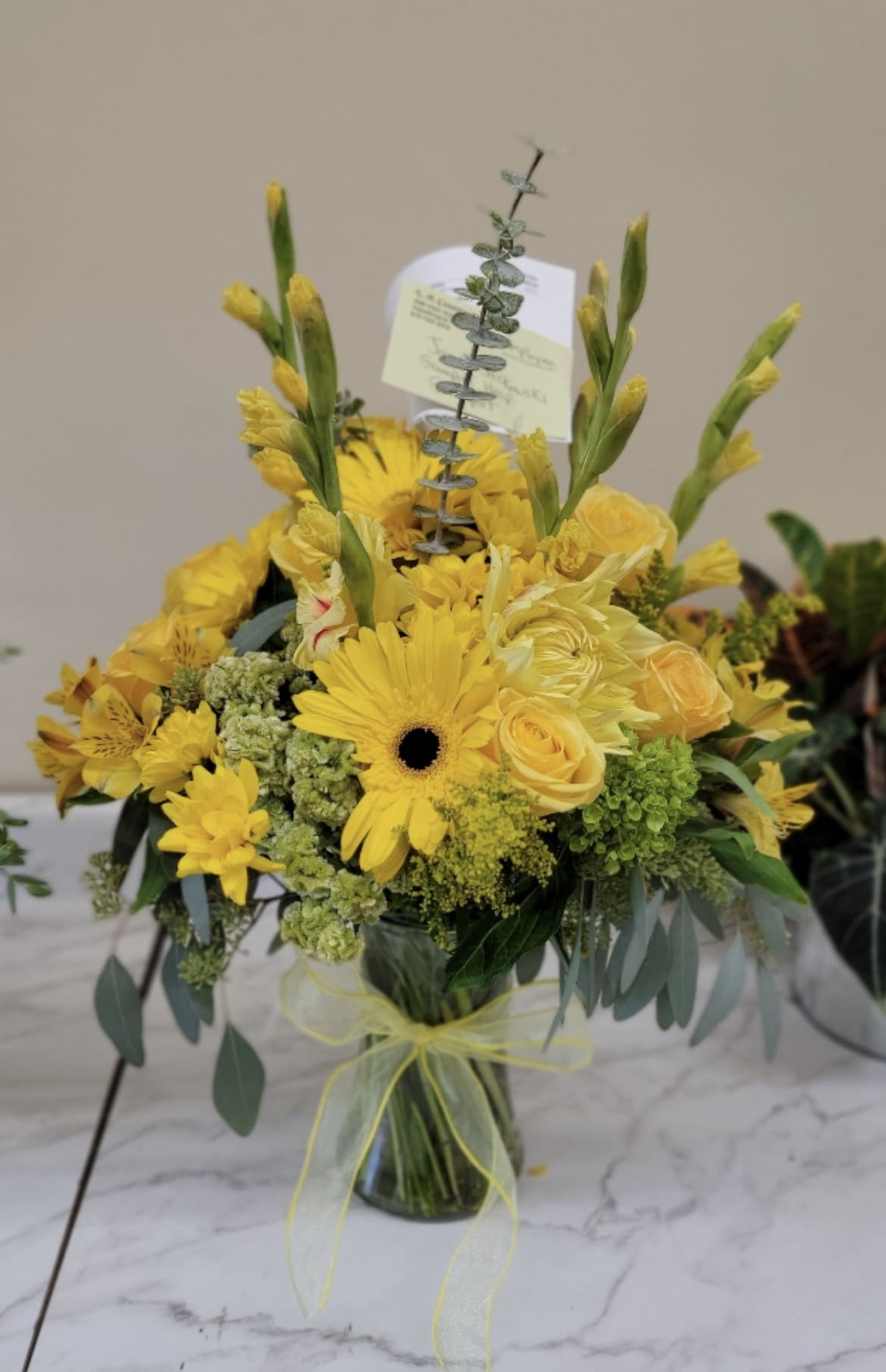 yellow sunshine - Mixed of yellow blooms in vase