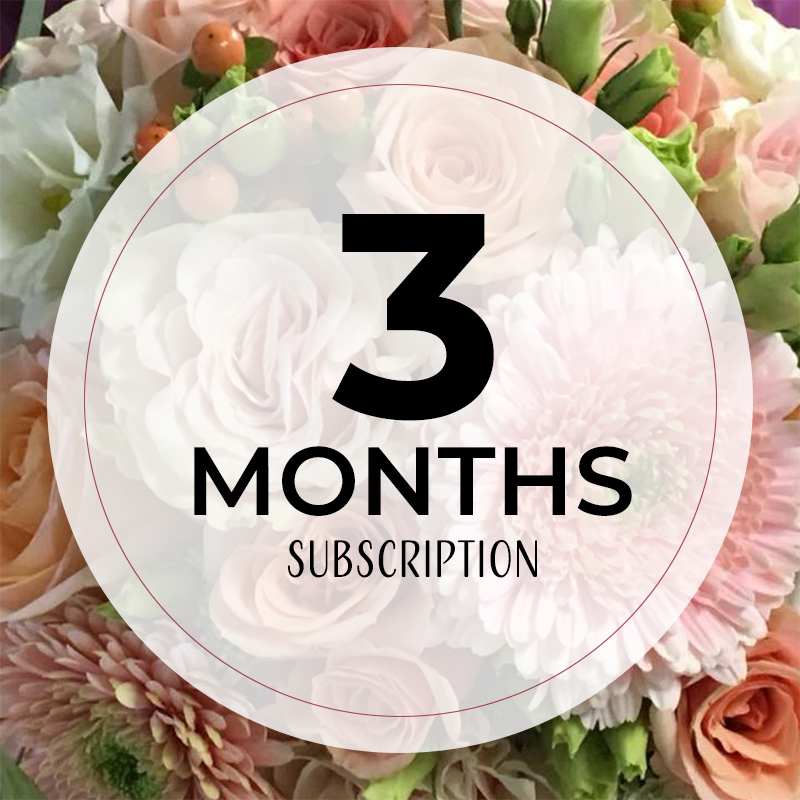 Monthly Flower Delivery - 3 Months - Enjoy the best of every season with Vine &amp; Ivy Floral Subscriptions . Each arrangment is created in a standard glass vase chosen by the designer to showcase their handpicked, original design. All flowers used will be the freshest (chosen to last) and what is appropriate for the season. You choose the price point and duration and we look forward to delivering a smile.   All subscriptions include a delivery fee and are paid ahead of time based on the length of subscription purchased. Upgrade to Deluxe or Premium for more stems. Perfect for treating yourself or gifting. Flowers will be delivered on the 2nd Tuesday of the month with the exception of major Holidays.  We will contact you with an alternate delivery date. You have the option to leave the previously used vase on your porch or outside your door. (This does not give you &quot;credit&quot; for another order)  Otherwise, you’re more than welcome to keep it.  If there are any issue with the flowers (die within 5 days of delivery) we will gladly replace them at no additional cost to you. (Please notify us ASAP)  