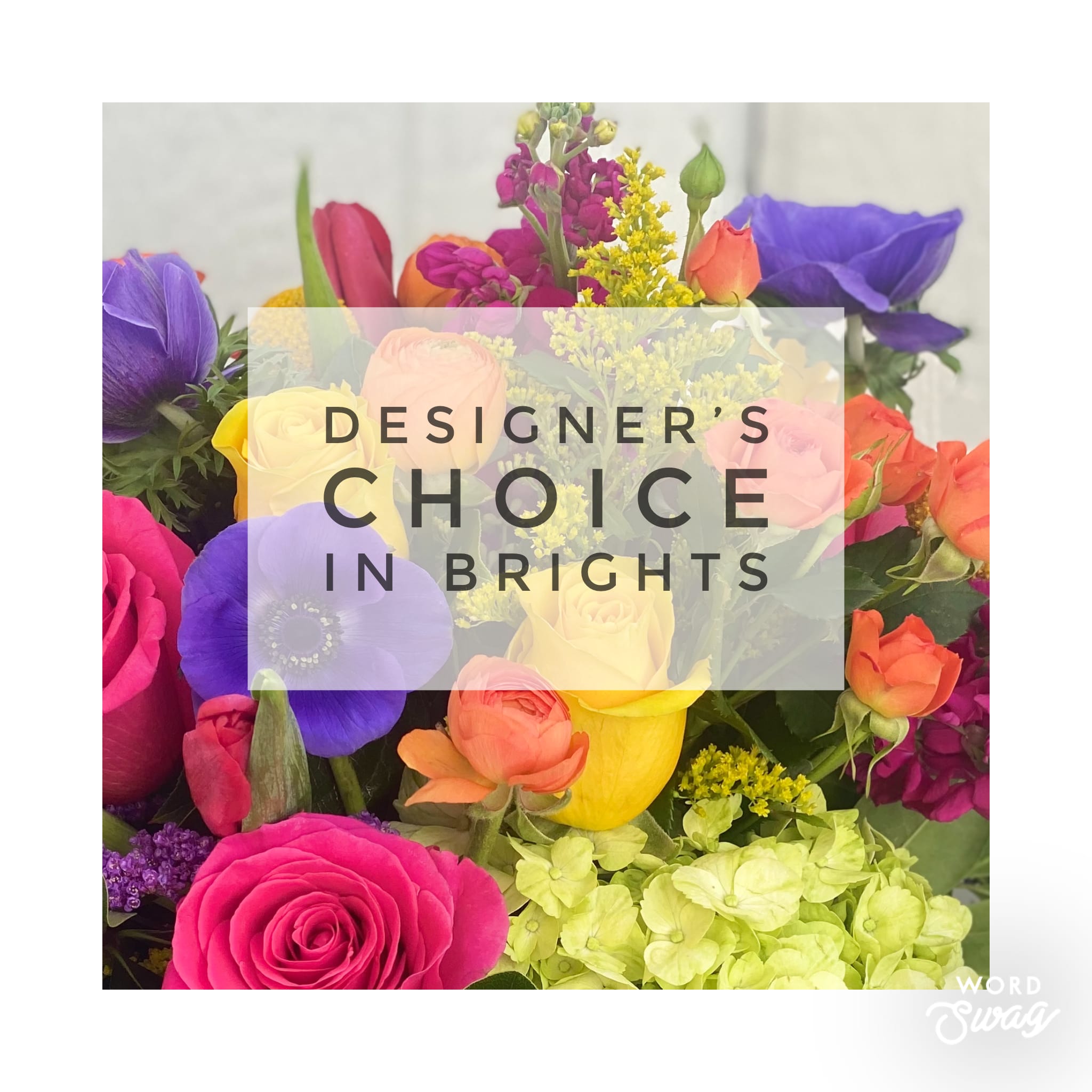 Designers Choice in Brights - Let the talented designers at Polk Street Florist create a beautiful, bright bouquet using the freshest selection of colorful premium flowers from our bountiful coolers. Our most popular range is $100-$175. Comes arranged in a vase. 