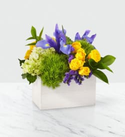 FIELDS OF IRIS - This sweet bouquet captures the feeling of bright summer sunshine and the freshness of an overflowing garden.