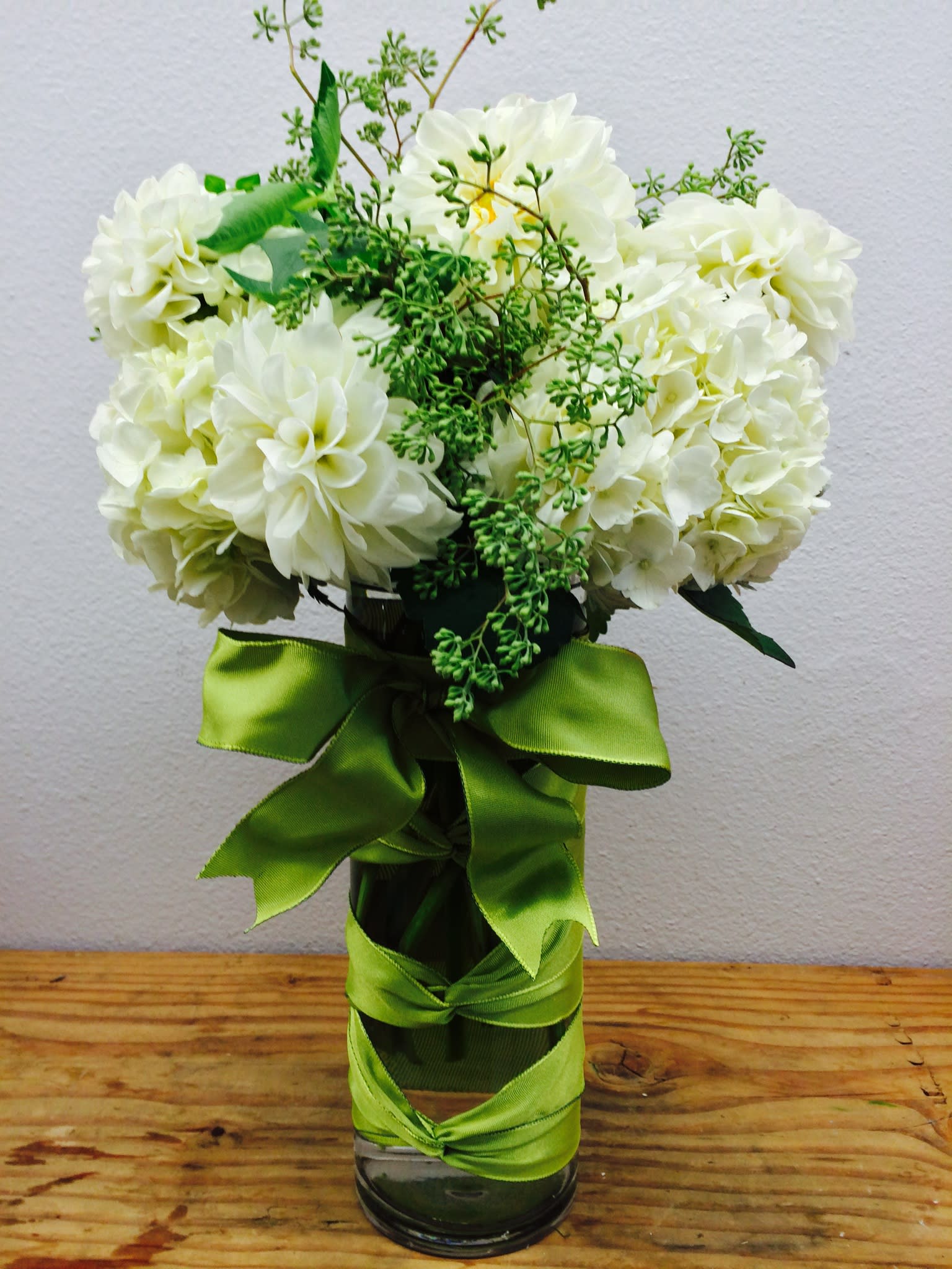 Grand White Hydrangea - Luxurious grand white hydrangea and green berries