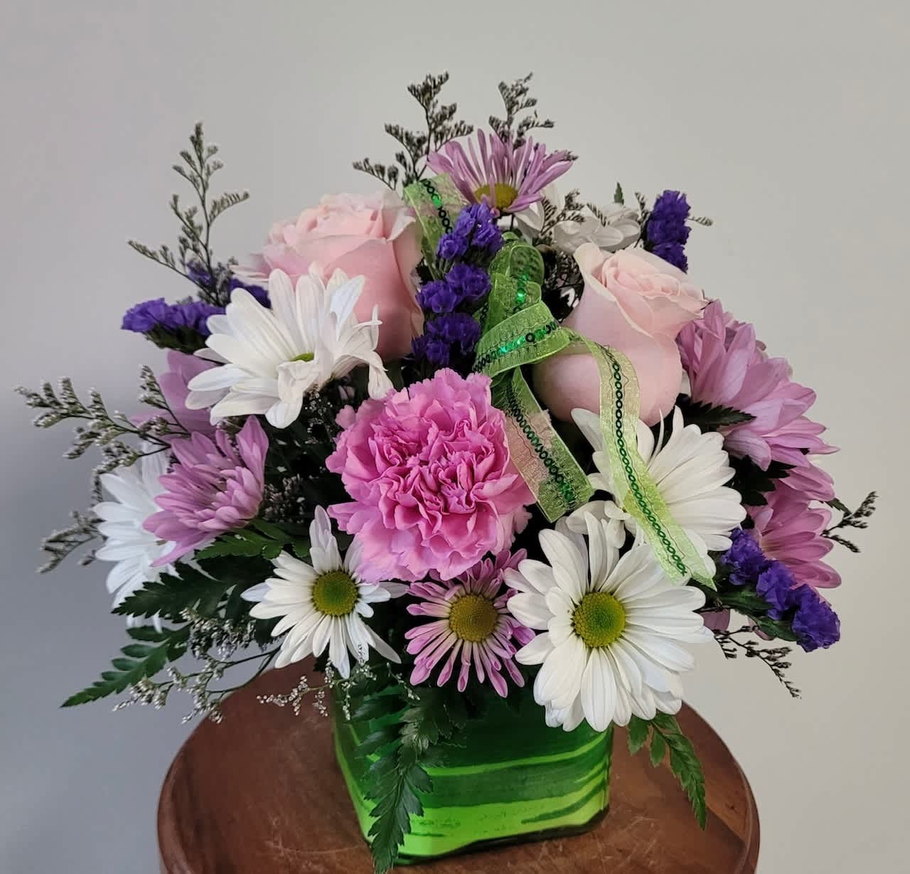 Summer Delight - Cube filled with a bright mix of summer flowers! Cube color and flower selection may vary due to availability.